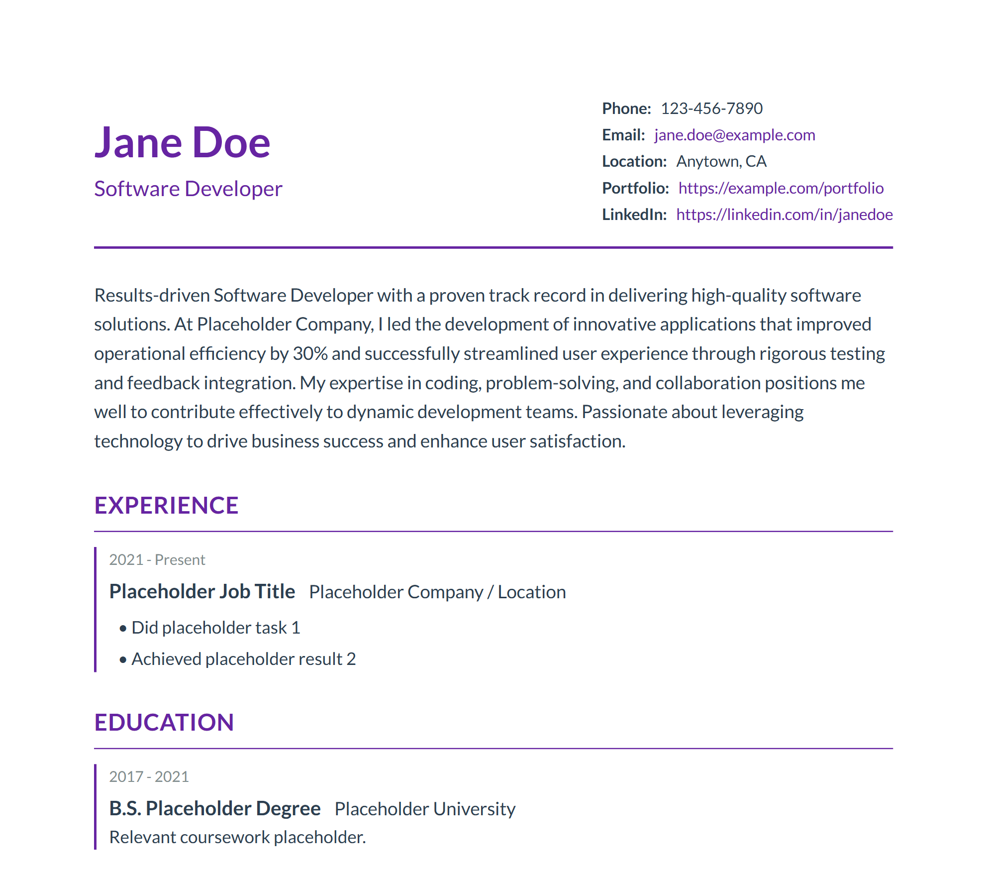 Modern Resume Template Preview