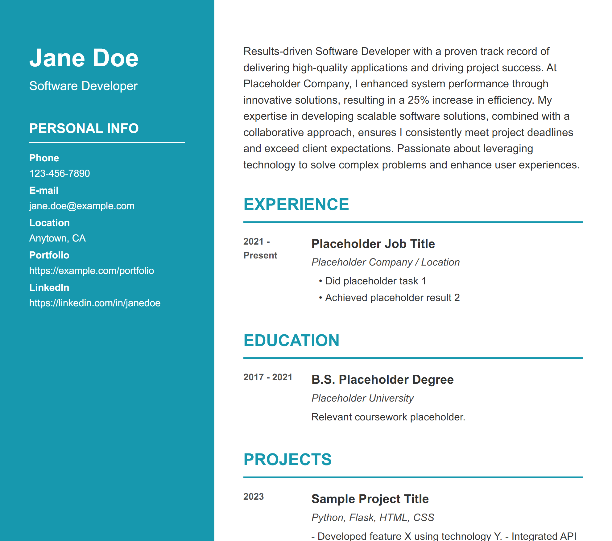 Trendy Resume Template Preview